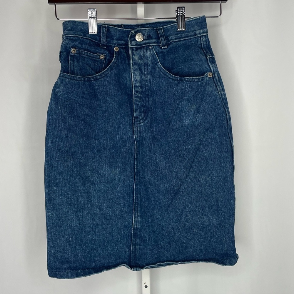 Vintage JEANJER Denim Skirt 5/6 High Waist Blue Jean Skirt 90s Y2K Pencil Mini